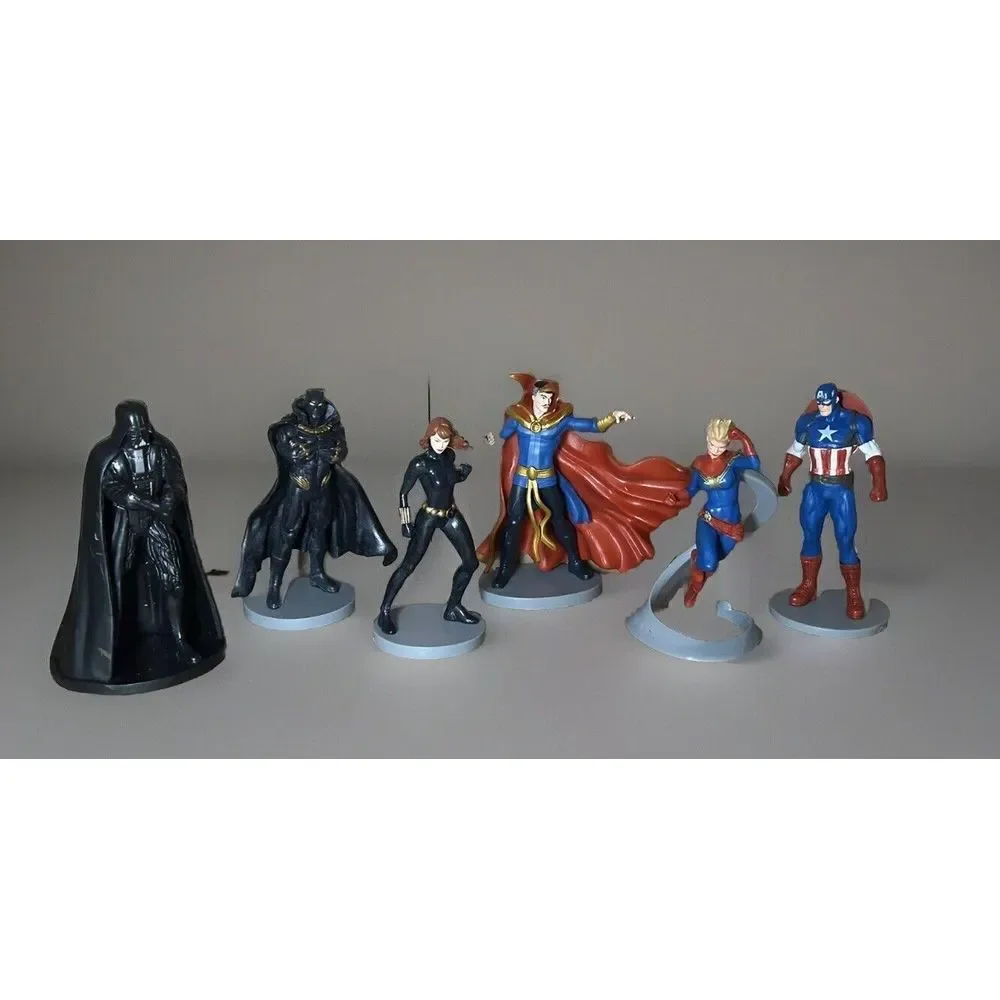 6 Marvel Avengers Figurines PVC Figures Toy Cake Topper Darth Vader, Cpt America